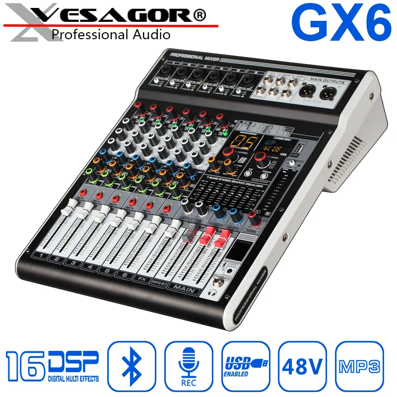 Vesagor DJ ͼ, 6 ä  ͼ, 16 DSP  ȿ,  7  EQ ͽ ܼ, USB MP3 PC ڵ  ī, GX6